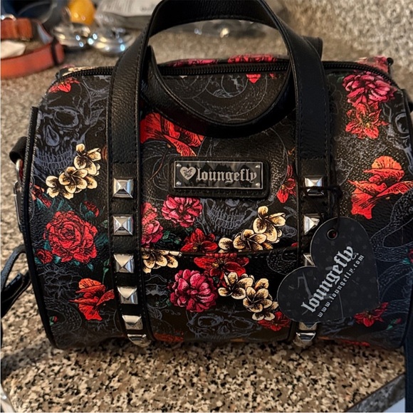 Loungefly Black and Red Floral Backpack - Picture 2 of 3